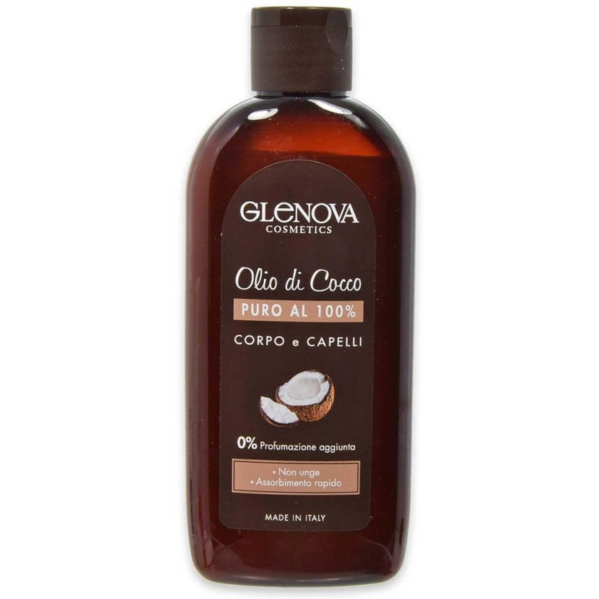 Glenova 100% Puhdas Kookosöljy Vartalolle ja Hiuksille 0% Lisättyä Tuoksua 200 ml