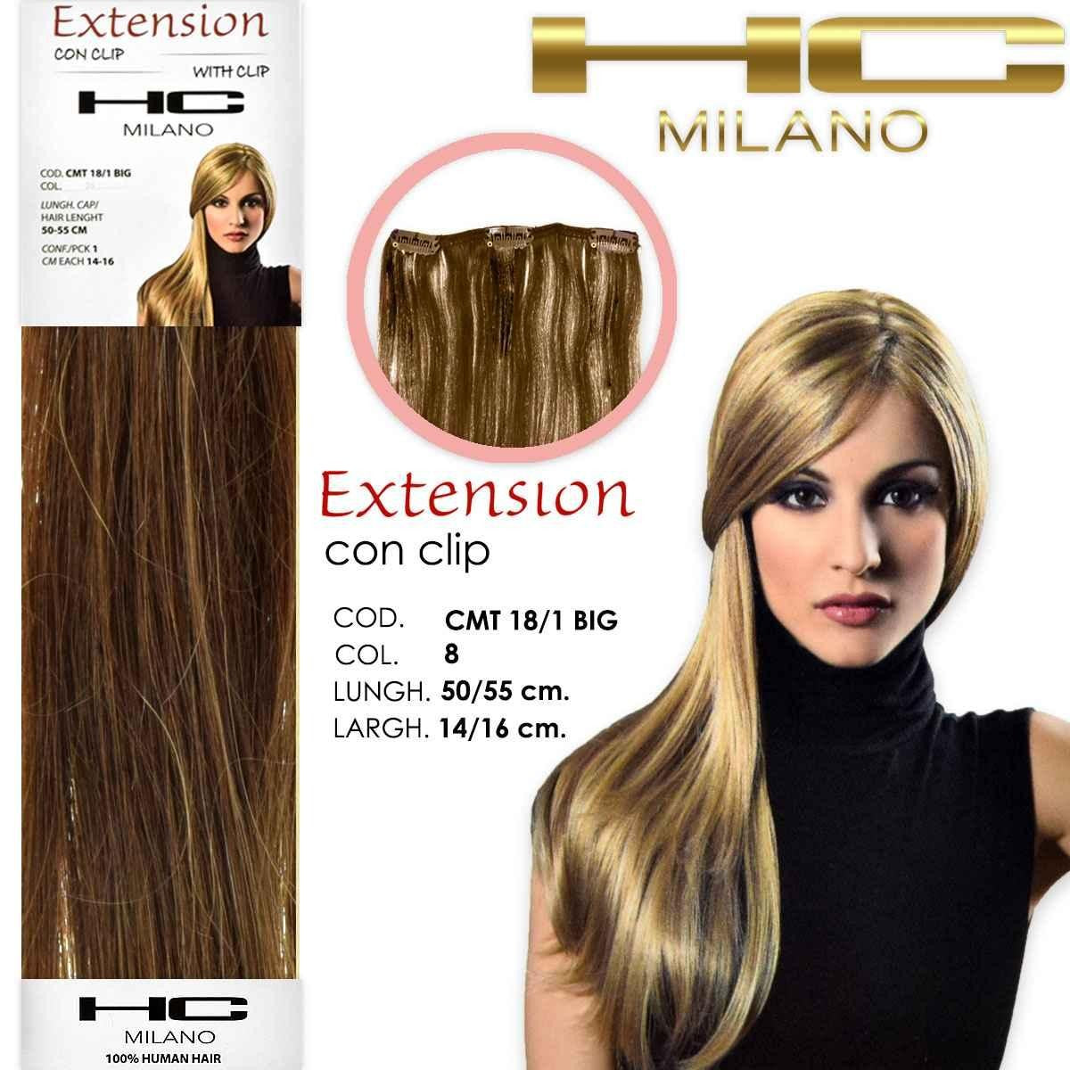 Hc milano jatko 3 remy klipsiä leveys 14-16cm pituus 50/55 cm col.8 vaalea beige 8.013