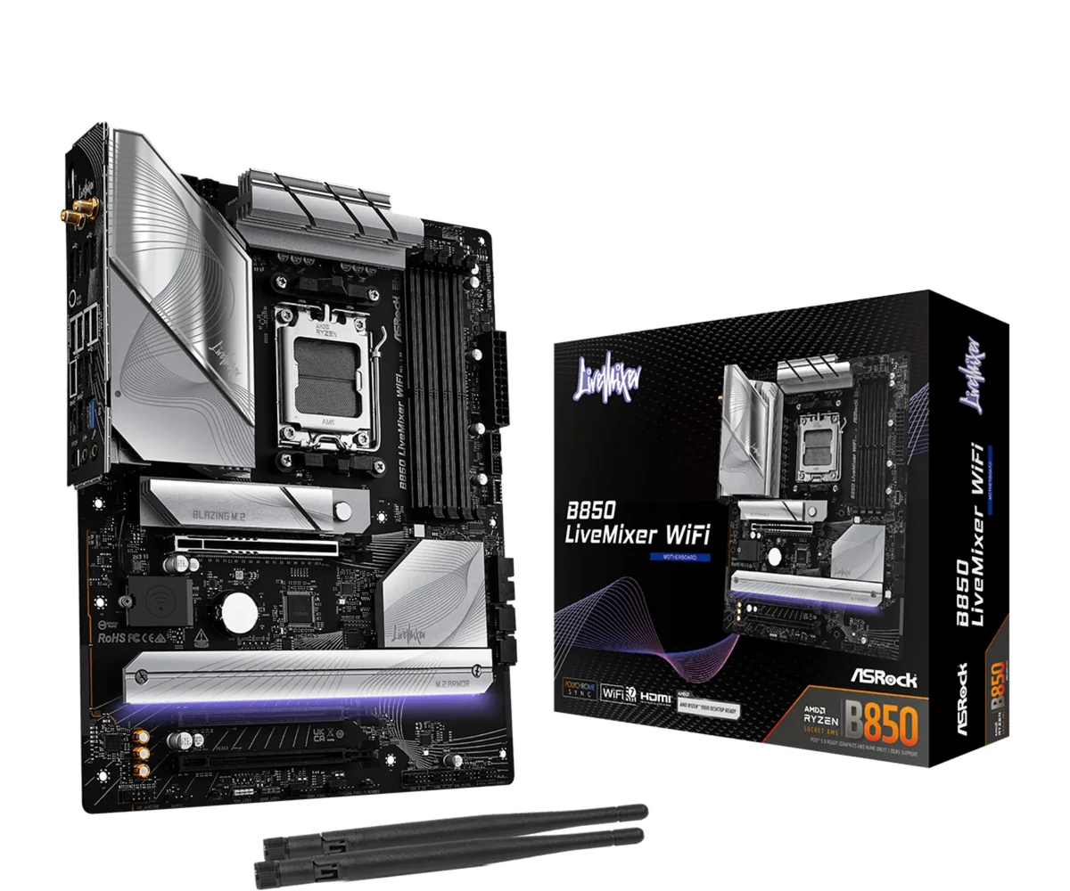 ASRock B850 LiveMixer WiFi Emolevy - AMD B850 - AMD AM5 - DDR5 RAM - ATX