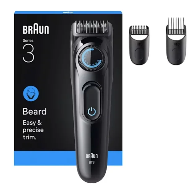 Braun Beard Trimmer Series 3 BT3520 -partatrimmeri, musta ja sininen