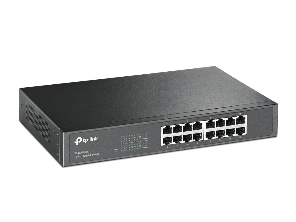 TP-LINK verkkokytkin, 16-porttia, 10/100/1000Mbps, RJ45, metalli