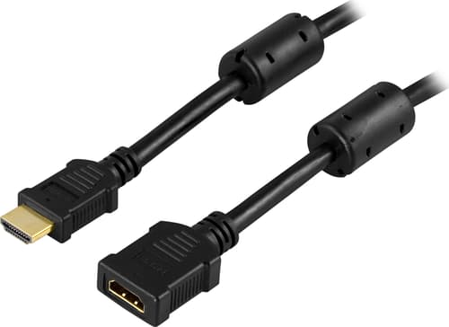 DELTACO HDMI-jatkokaapeli, 4K 60Hz, 19-pin uros - naaras, 1m, musta