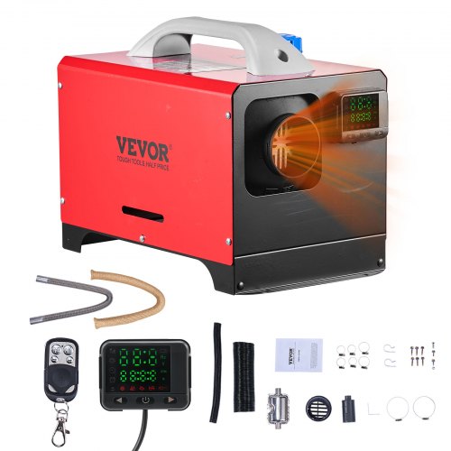 VEVOR Diesel Air Heater, 12-24V 5-8KW, Fast Heating Diesel Parking Heater with Remote Control and Black LCD Switch, Low Noise, Pre-Heating Function, for RV, Truck, Camper, Van, Boat and Trailer