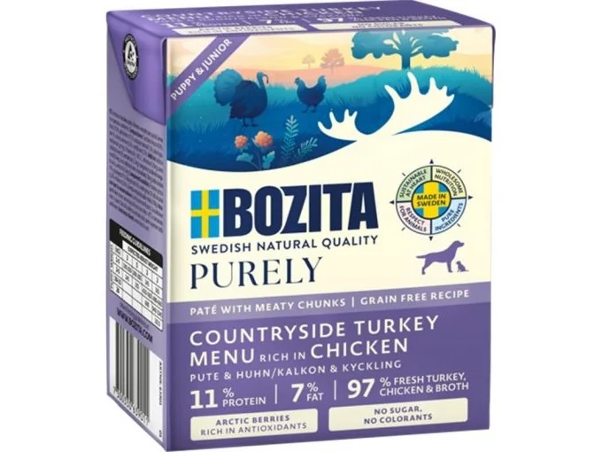 BOZITA Purely kalkkunan- ja kananlihapihvi pennuille 370g