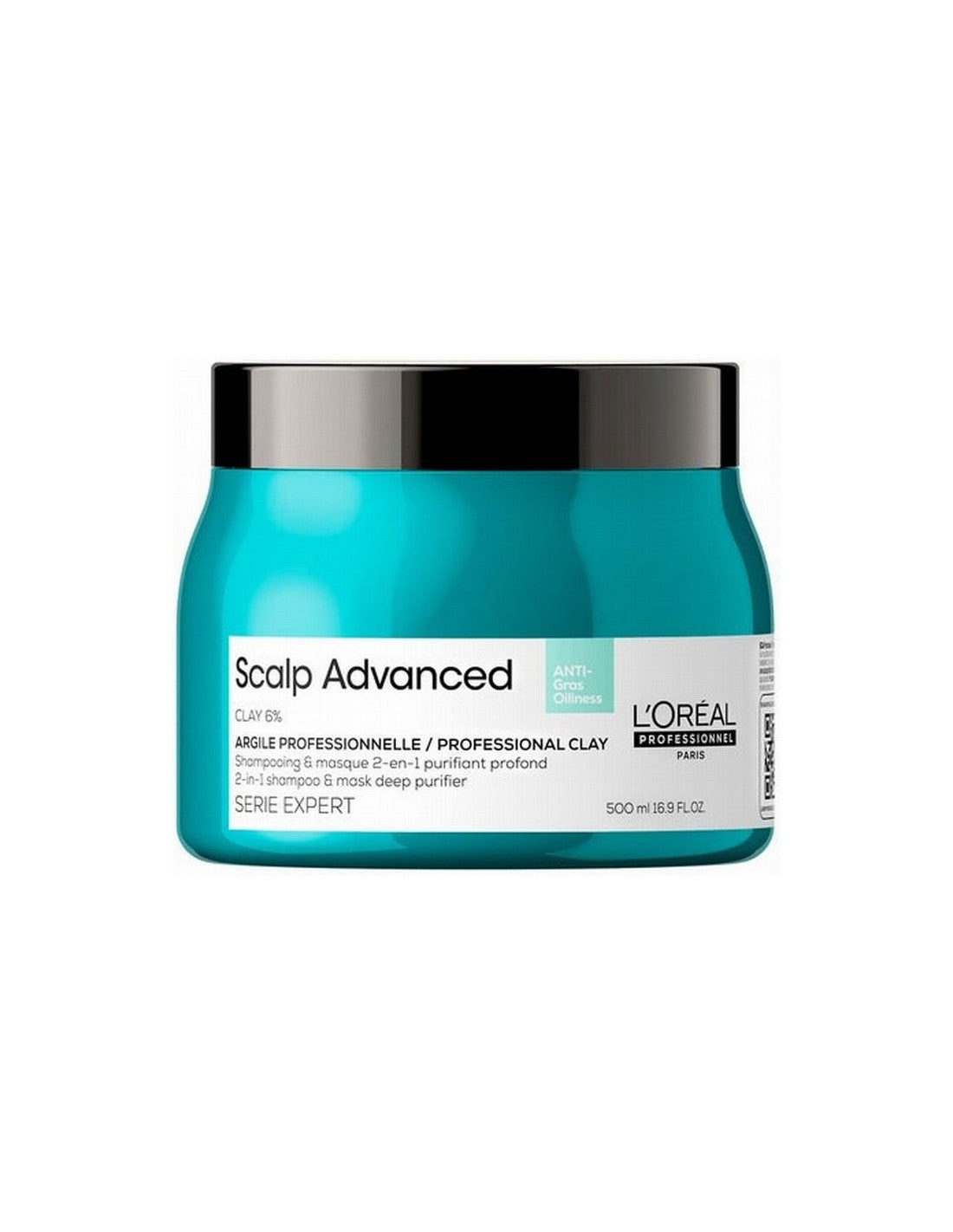 L'Oréal Professionnel Scalp Advanced Anti-Oilineness Professional Clay 2-in-1 syväpuhdistava shampoo ja naamio 500 ml