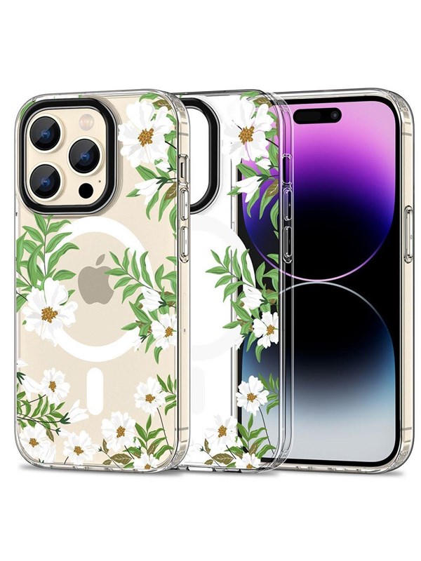 Tech-Protect Etui APPLE IPHONE 15 PRO Tech-Protect MagMood MagSafe Spring Daisy transparentne