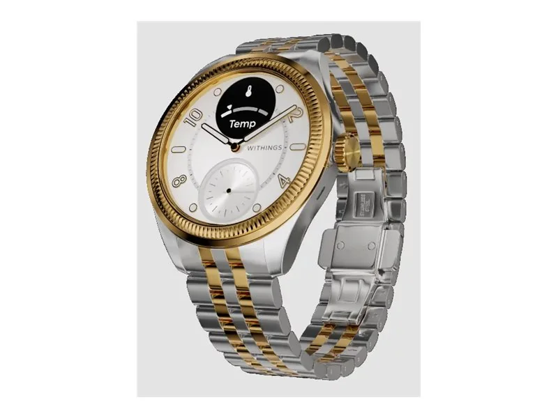 Withings ScanWatch Nova - Brilliant Edition - 39 mm - ruostumaton teräs - hybridi älykello rannekkeella - metalli - näyttö 0.63 - harmaasävy - Bluetooth LE, Wi-Fi - 42 g - kultainen