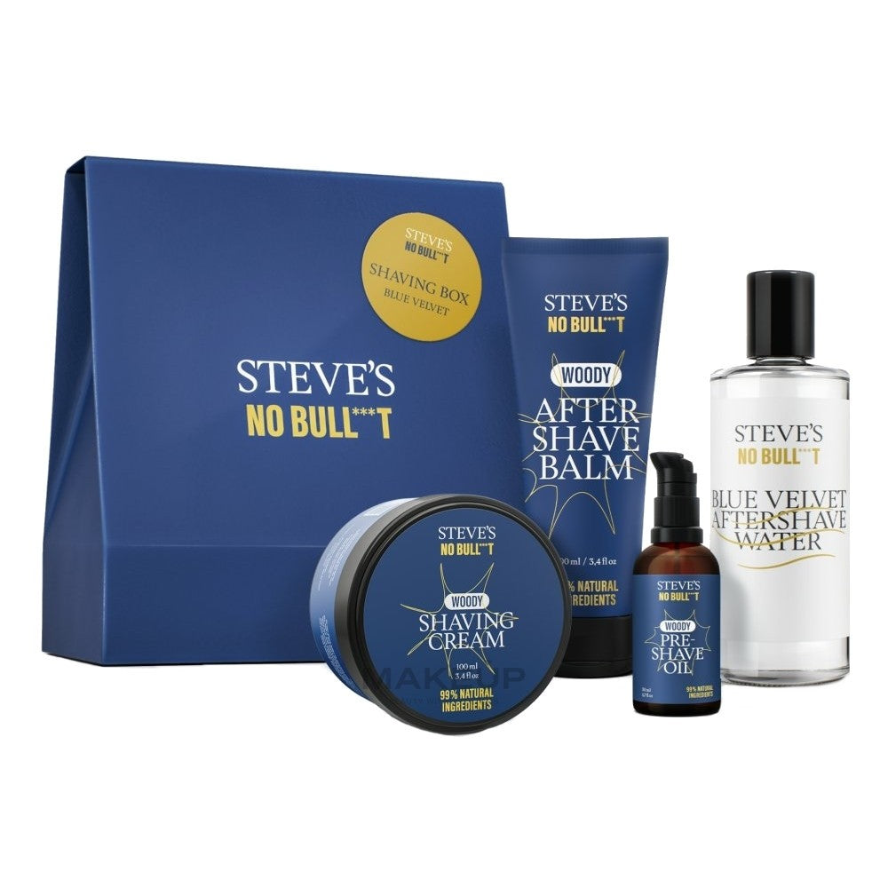 Steves no bull***t Blue Velvet Shaving Box - lahjasetti