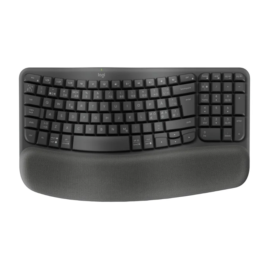 Logitech Wave Keys - Graphite - ND - Ergonominen näppäimistö - Pohjoismainen - Musta