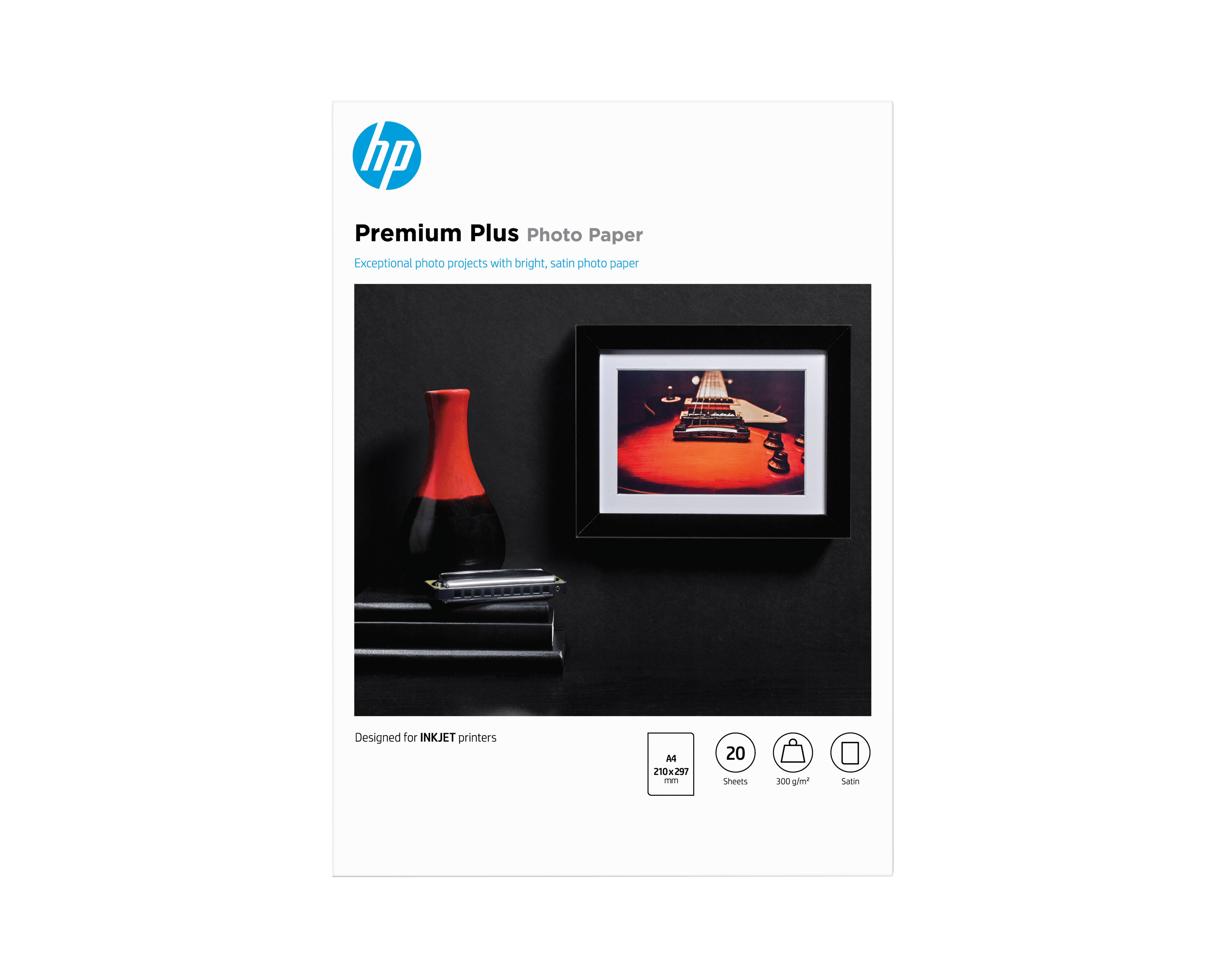 HP Premium Plus Photo Paper - Puolikiiltävä valokuvapaperi - A4 (210 x 297 mm) - 300 g/m2 - 20 arkki (arkit) malleihin Envy 100 D410, 11X D411, Office