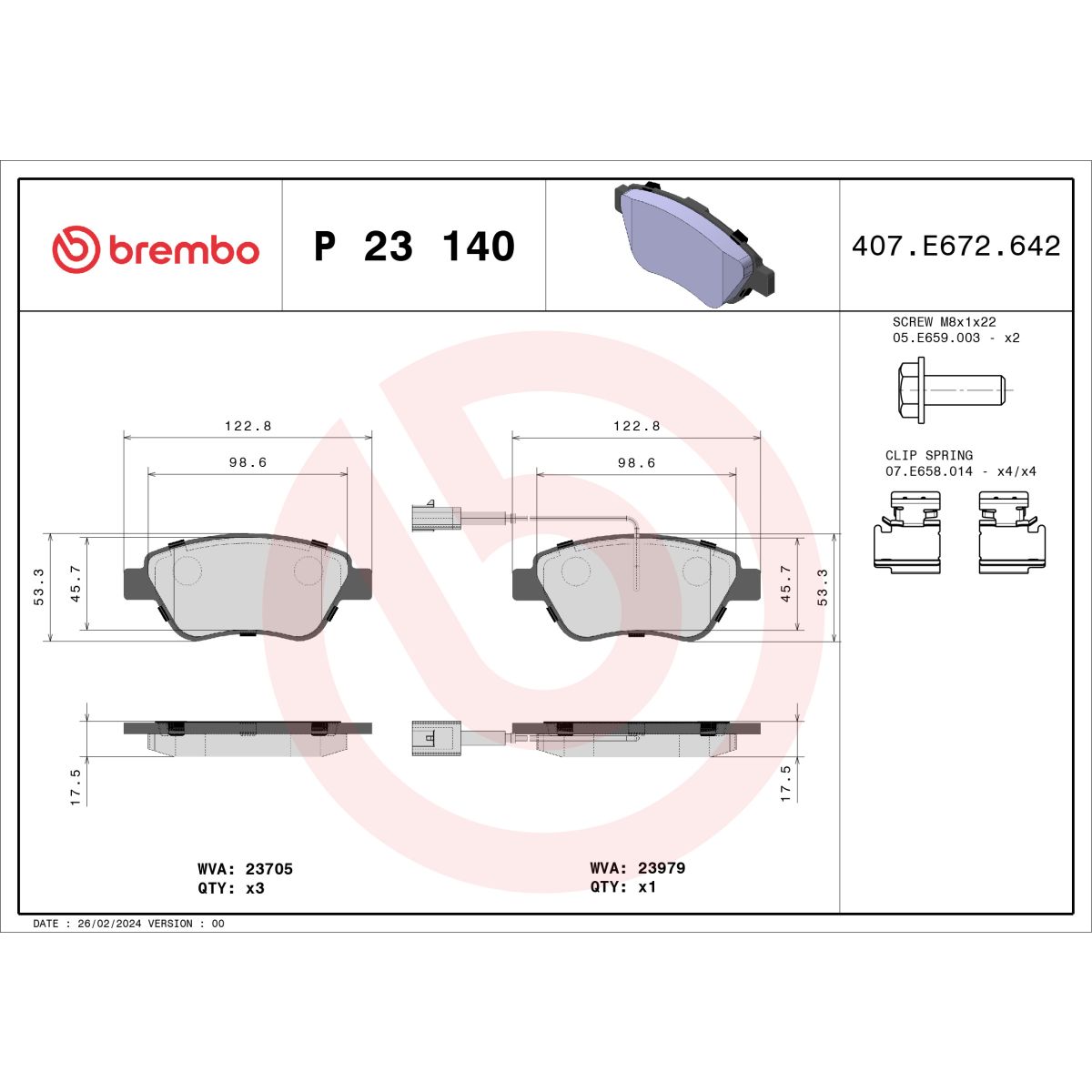 Jarrupalat, levyjarru BREMBO P 23 140
