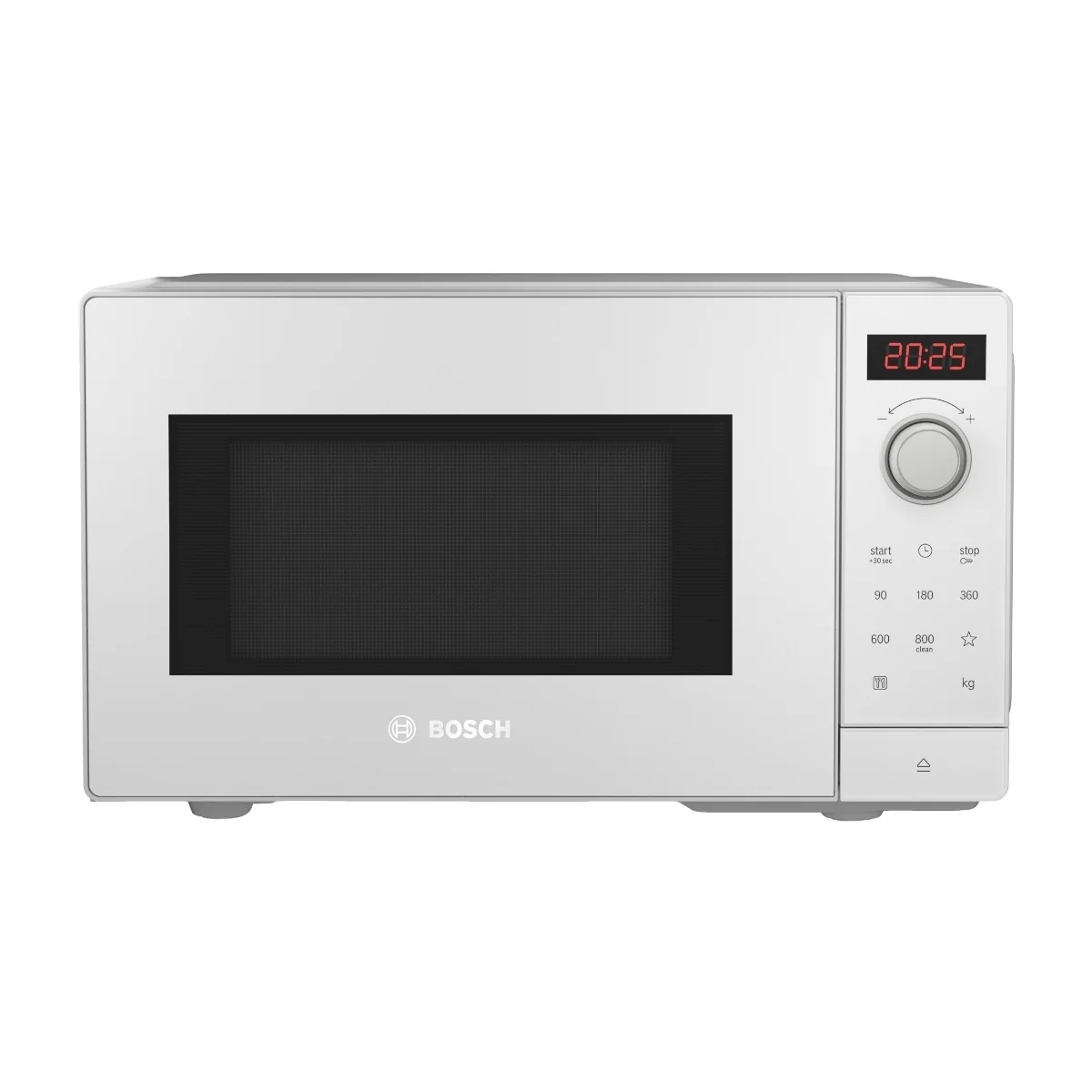Bosch Serie 2 FFL023MW0, Pöytämalli, Solo-mikroaaltouuni, 20 L, 800 W, Sisäänrakennettu näyttö, LED