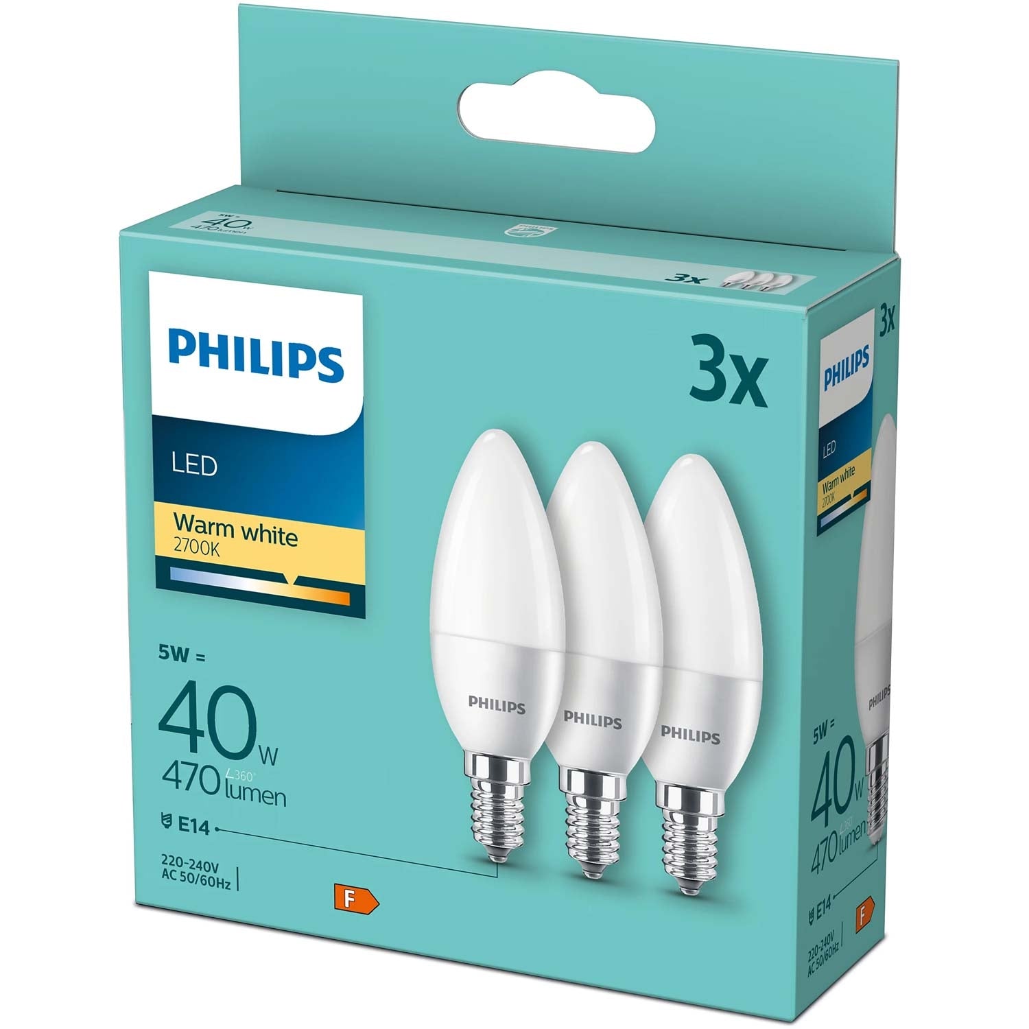 Philips Warm White E14 40 W LED-lamput – 3 kpl