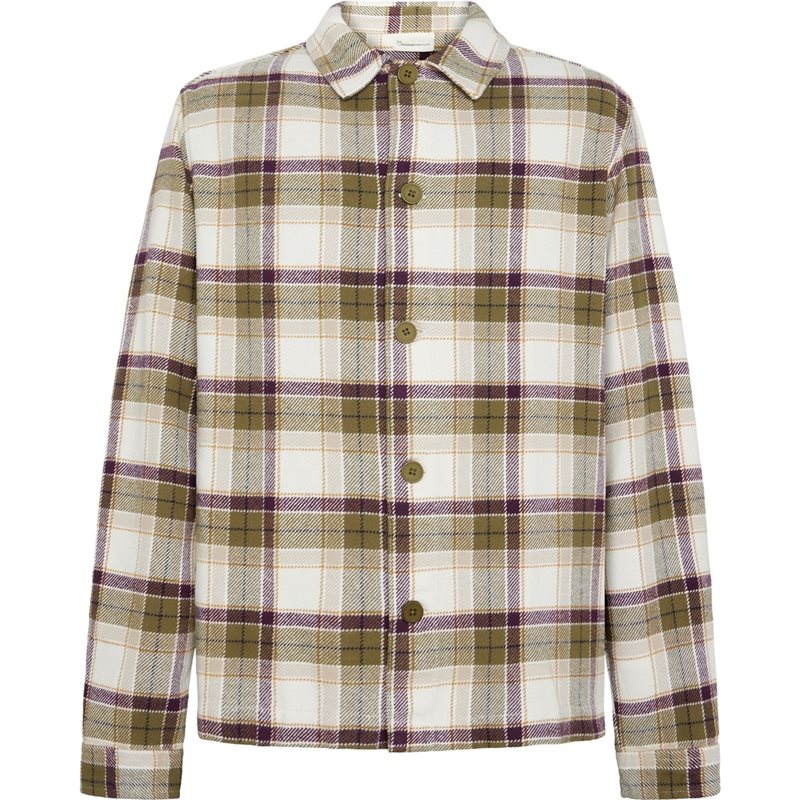 KnowledgeCotton Apparel Organic Cotton Flannel Overshirt GOTS Green Check - XXL