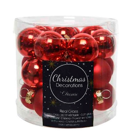 Decoris Season Punainen Mini joulupallosetti - 24 kpl.