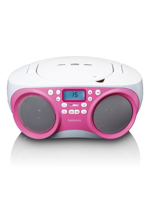 Kannettava FM-radio/CD/MP3-soitin USB-liitännällä – Vaaleanpunainen