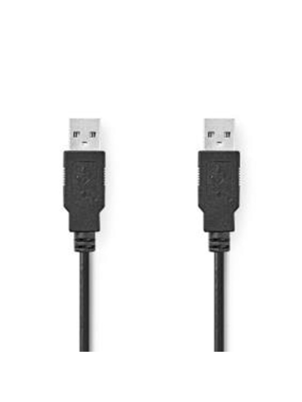 Nedis USB kaapeli | USB 2.0 | USB-A Uros | USB-A Uros | 18 W | 480 Mbps | Niklattu | 2.00 m | Pyöreä | PVC | Musta | Label