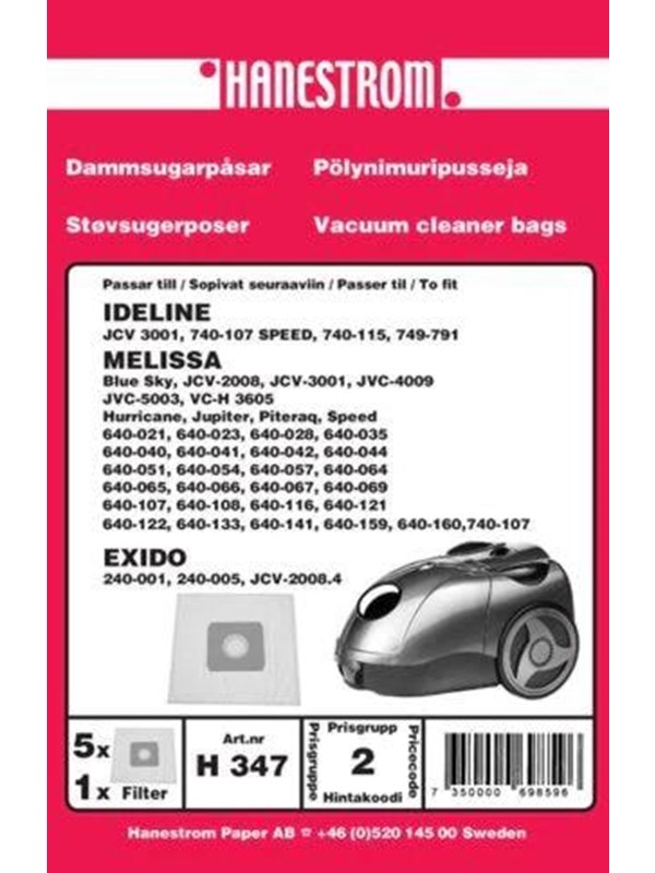 Premium Pölypussit, mikrokuitu, 5kpl. + moottorisuodattimen DU12230 Vastaa: N/A