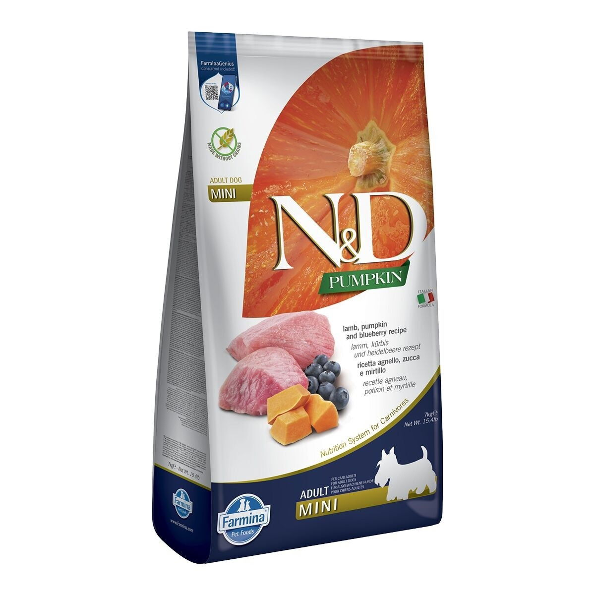 Farmina N&D GF PUMPKIN DOG LAMB&BLUEBERRY ADULT MINI 7kg