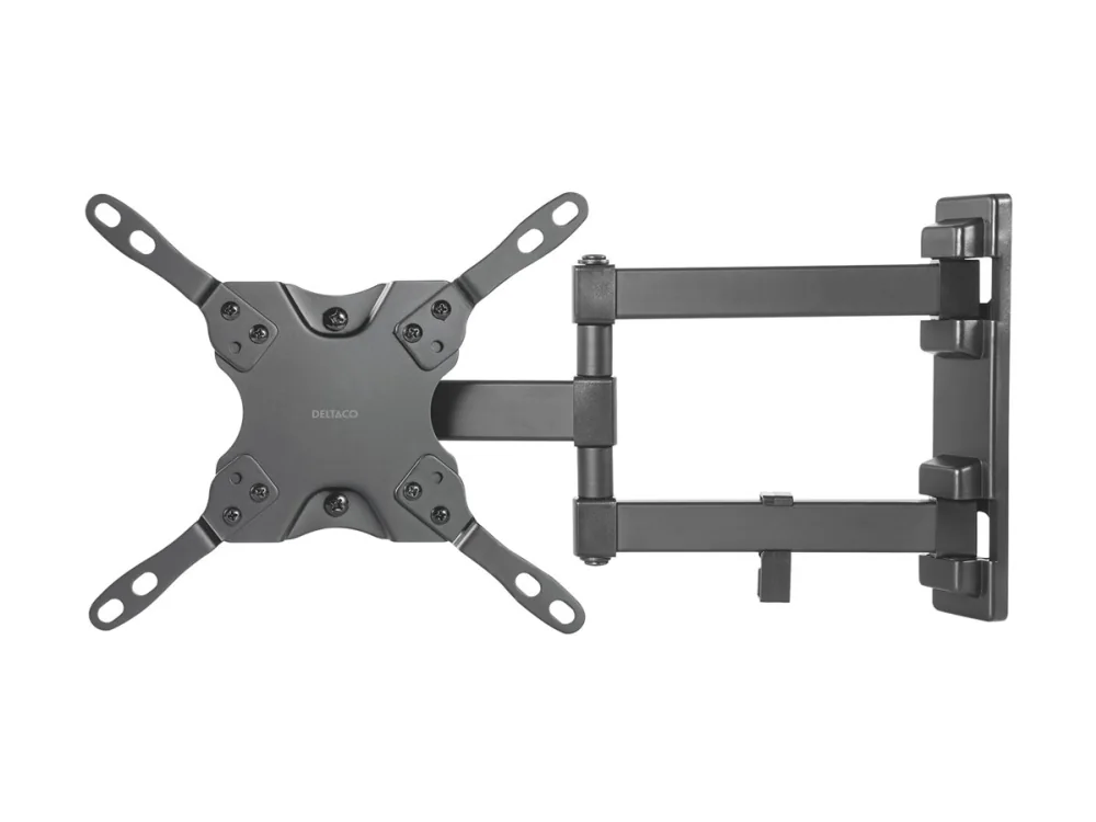 Deltaco Seinäkiinnike tv/näyttö, 15-40, max 20kg, 3 johdinta, musta, 101,6 cm (40), 75 x 75 mm, 200 x 200 mm, -17 - 17°, 6°, Musta