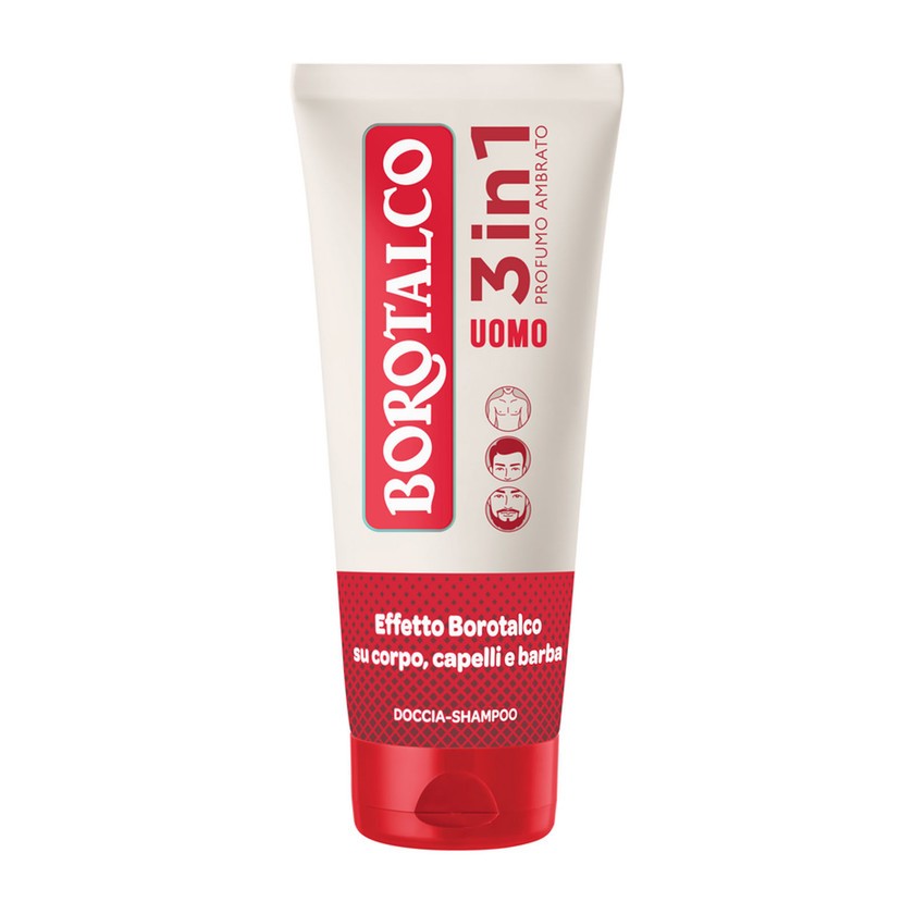 Borotalco Miesten 3-in-1 suihkushampoo, meripihkan tuoksu, 200 ml
