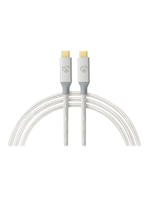 Nedis USB kaapeli | USB 3.2 Gen 2x2 | USB-CTM Uros | USB-CTM Uros | 100 W | 4K@60Hz | 20 Gbps | Kullattu | 2.00 m | Pyöreä | Nailon / Punottu | Hopea | Laatikko kannella ja ikkunalla