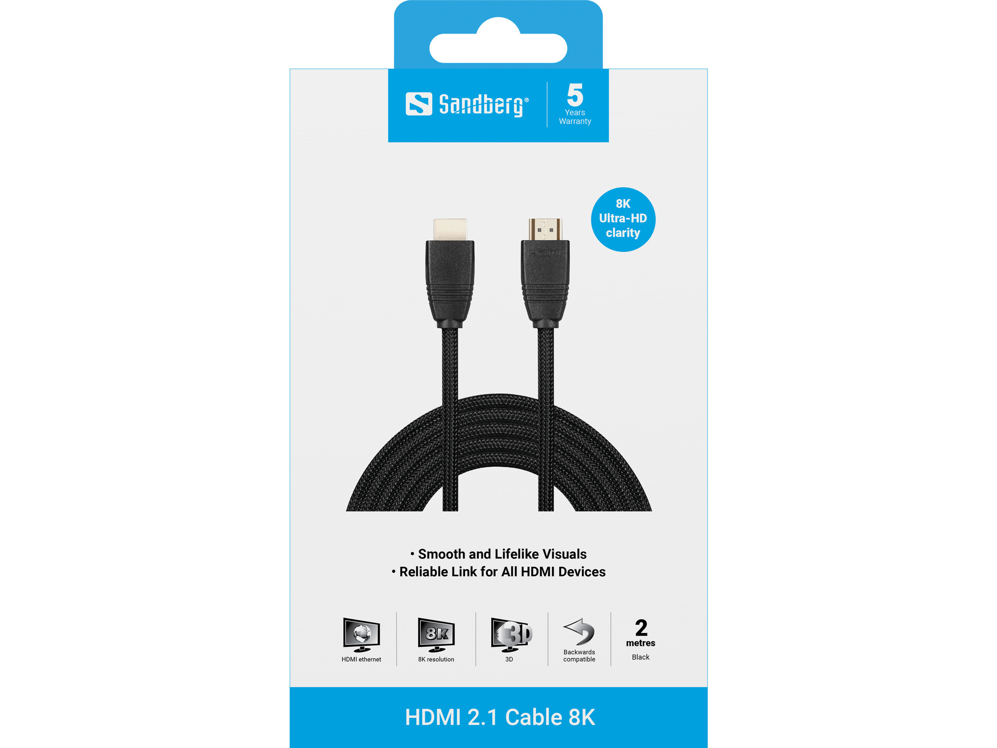 Sandberg HDMI 2.1-kaapeli - 2 m