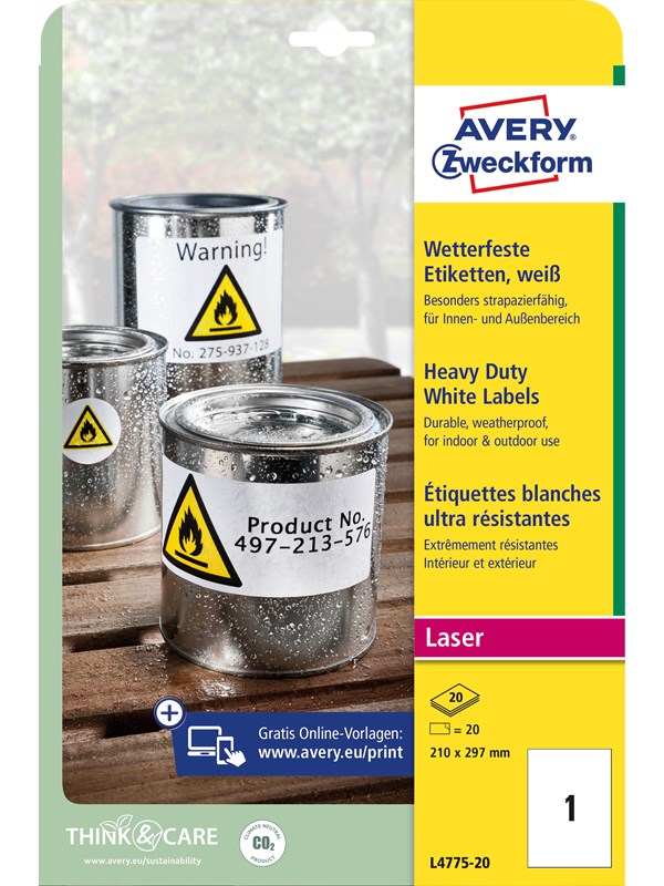 Avery Heavy duty labels white suitable for in- and outdoor use (-20oC to +80oC)