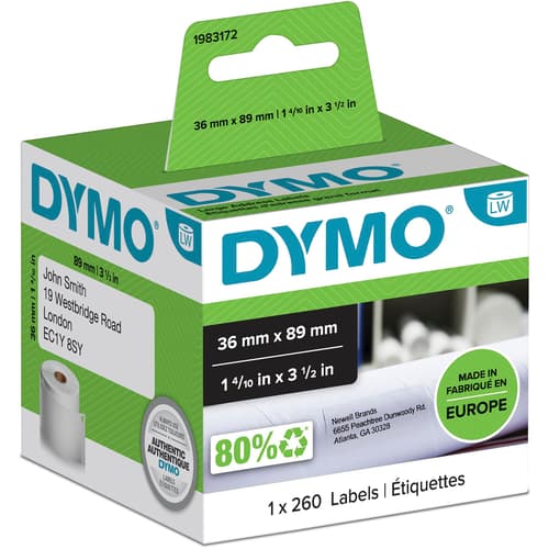 DYMO LW Large address etikettejä-Low-Entry Volume, 89x36mm, 1x260 kpl