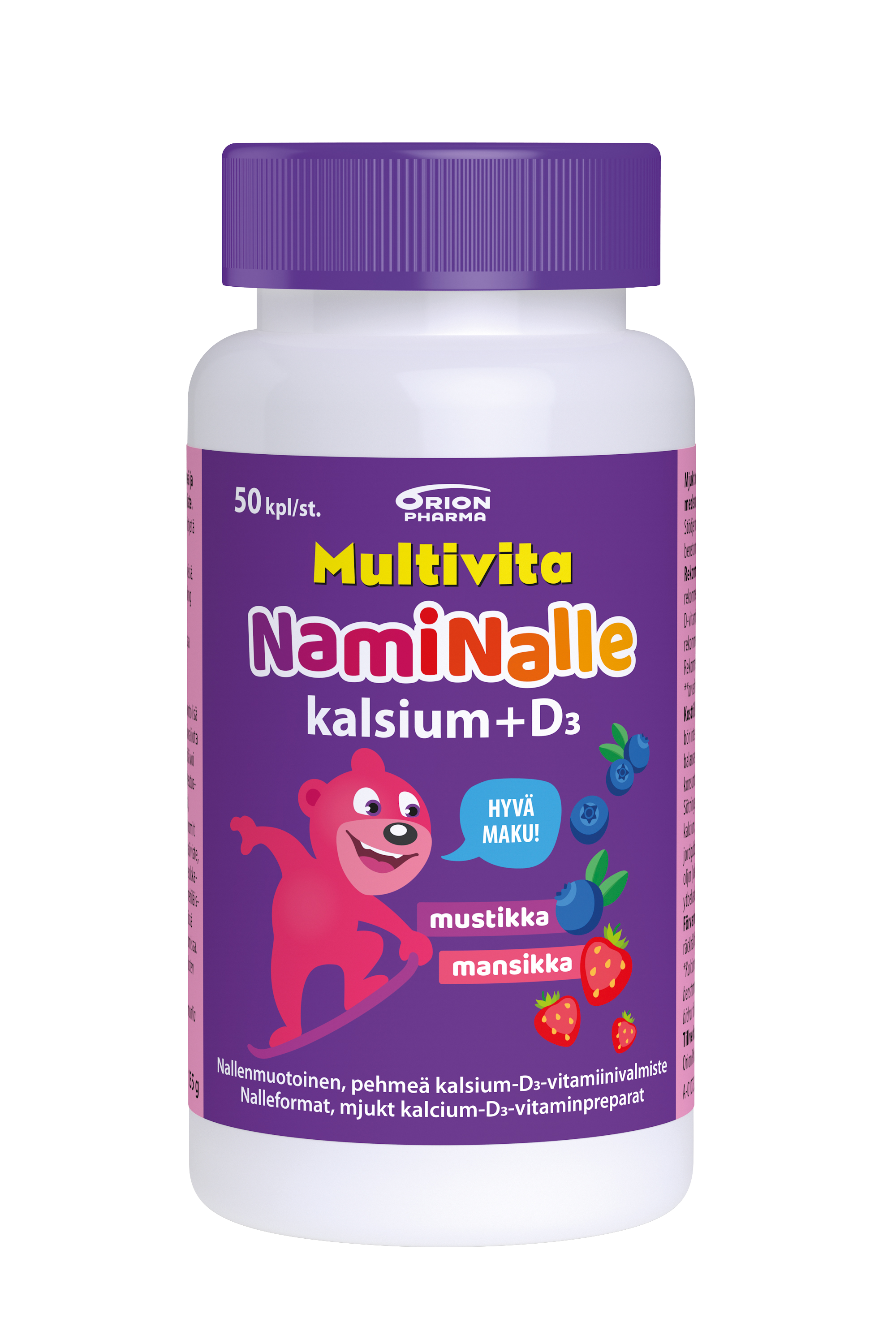 Multivita Nalle Kalsium + D3 100 mg/5 mikrog 50 tabl