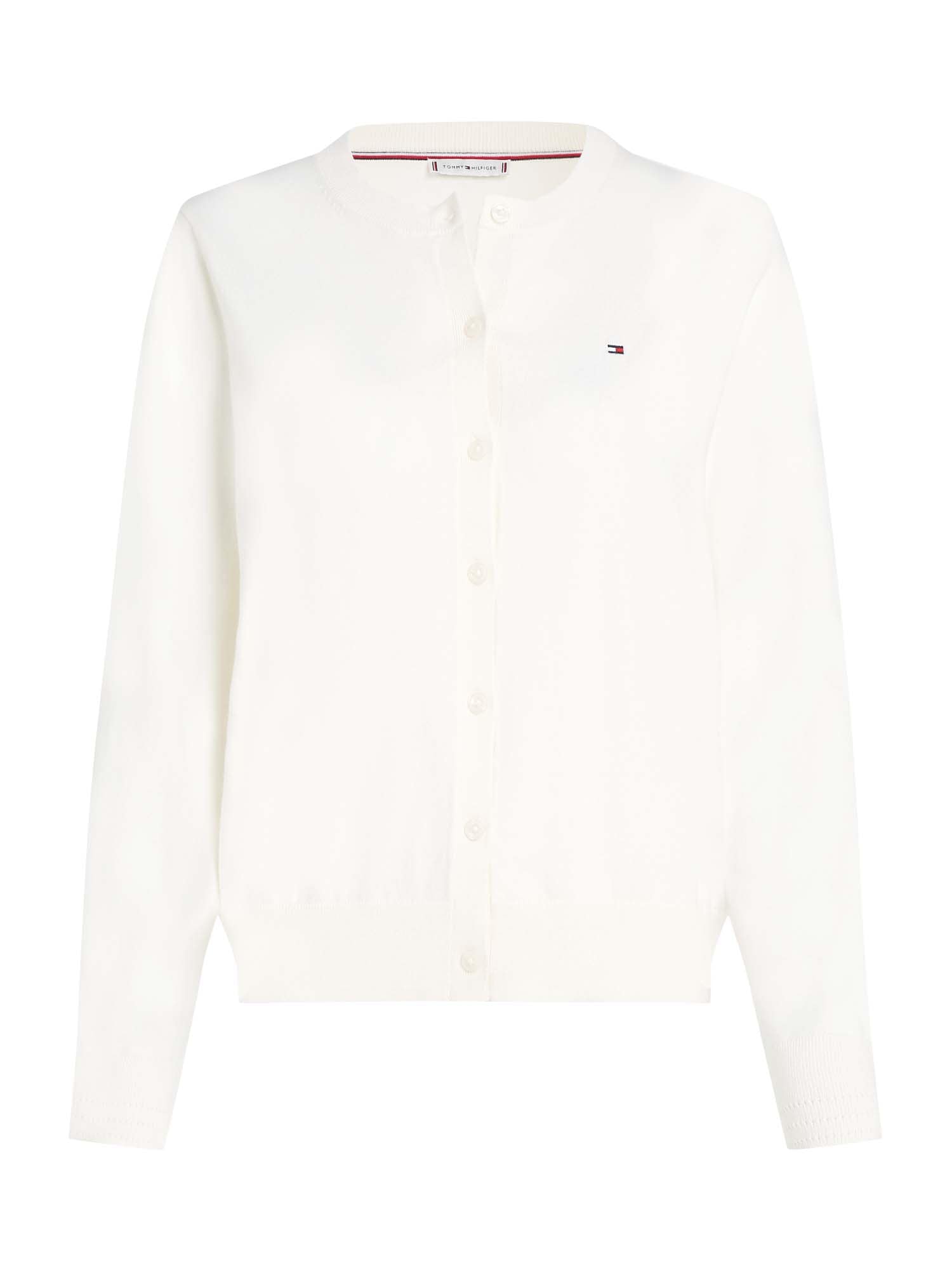 TOMMY HILFIGER Neuletakki 'Fine' valkoinen