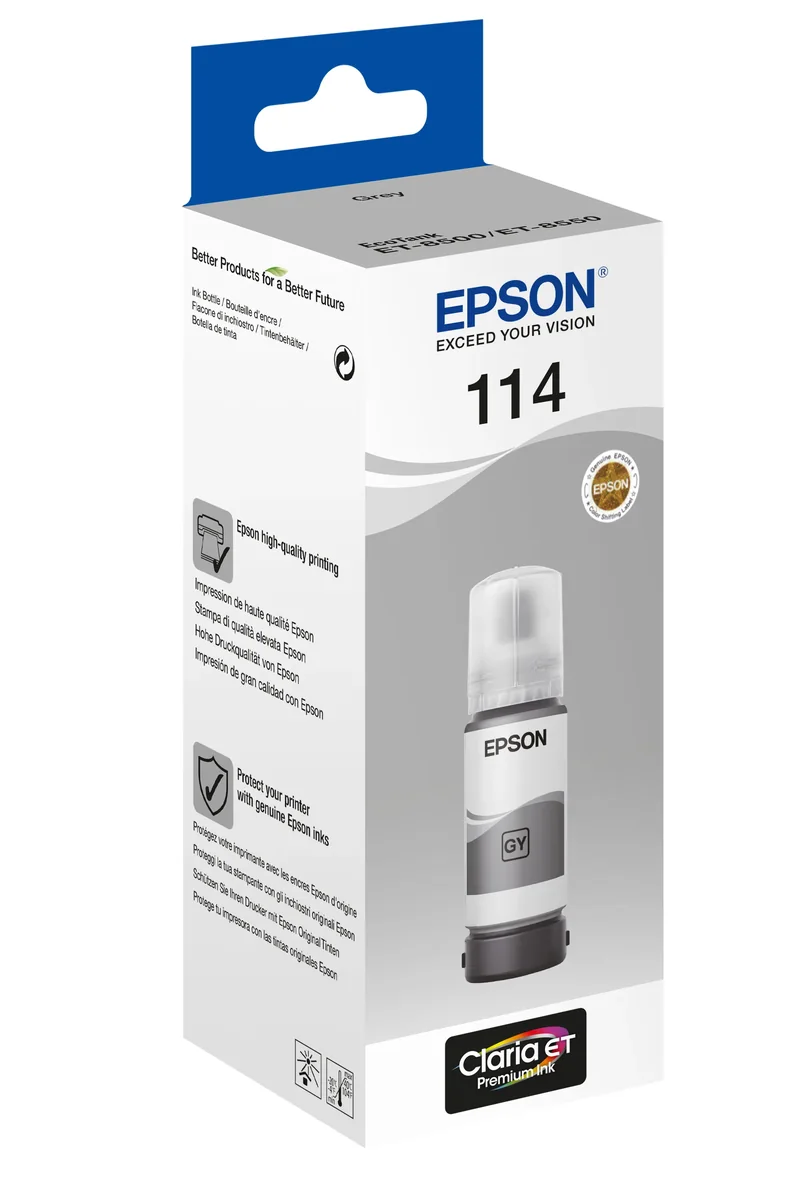 EPSON 114 EcoTank -mustepullo, 70 ml, harmaa