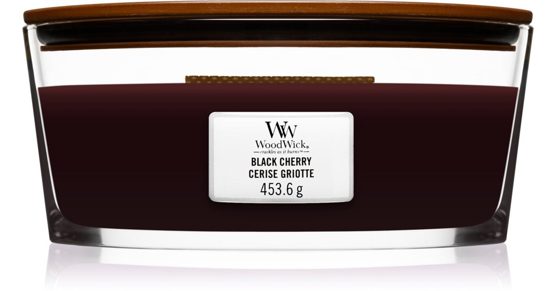 Woodwick Black Cherry tuoksukynttilä puukytkimellä (hearthwick) 453 g