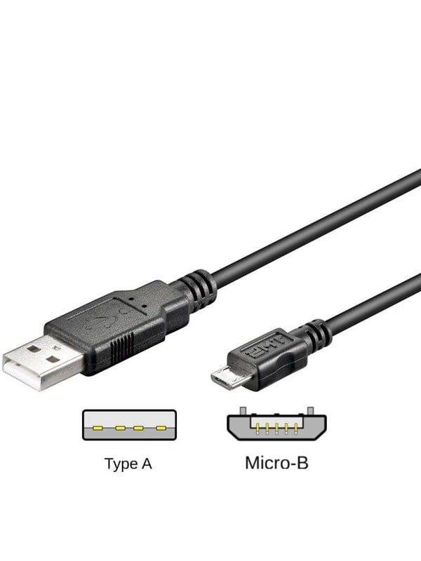 Pro USB-A <-> USB Micro-B - 0.3m - Musta
