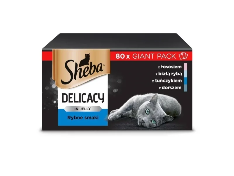 Sheba Delicacy Fishy Flavours in jelly - wet cat food - 80x 85g