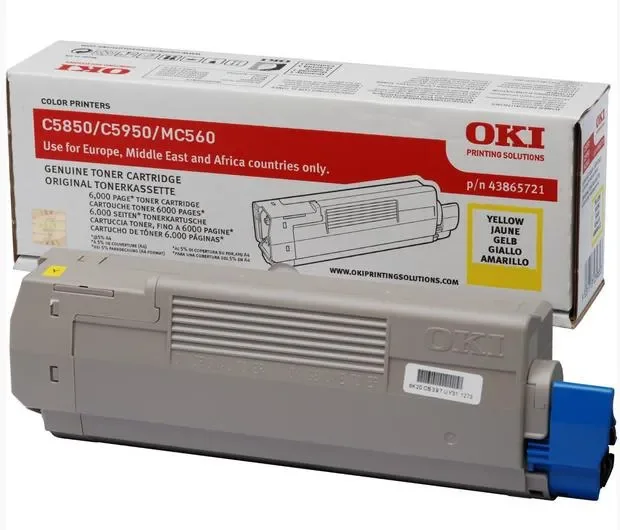 OKI 43865721 -laservärikasetti, keltainen