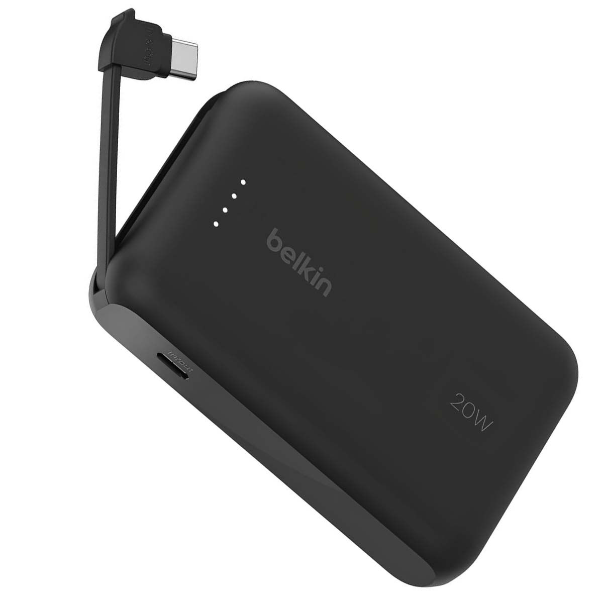 Akku varavirtalähde 10000mAh 20W integroidulla USB-C-kaapelilla