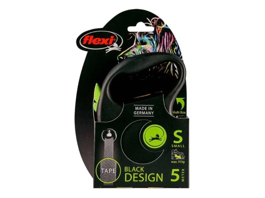 Flexi Musta Design S leash 5 m 15 kg Vihreä
