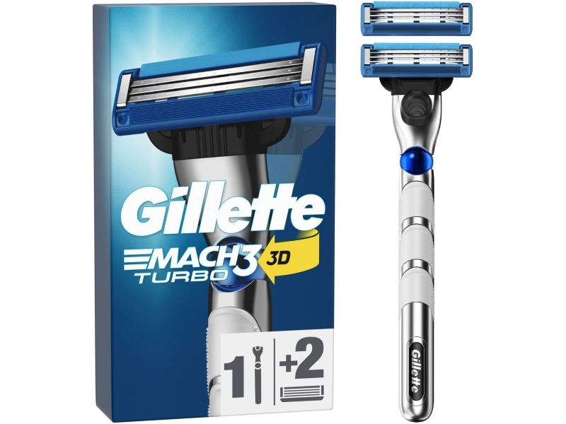Gillette Mach3 Turbo 3D Razor handle + 2 blades