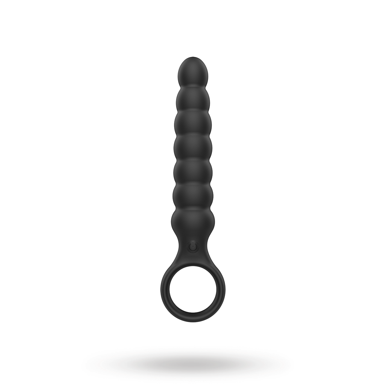 Ribbed Anal Plug With Vibrations Black Värisevä anaalitappi