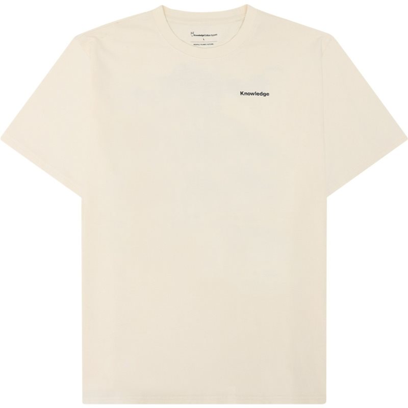 KnowledgeCotton Apparel Regenerative Organic Cotton Back Print T-Shirt Egret - XL