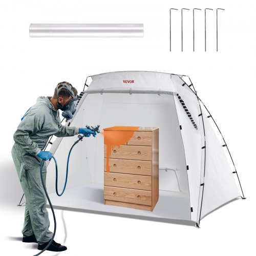 VEVOR Spray Paint Shelter, 2.3m x 1.6m x 1.6m Portable Spray Paint Tent with Built-In Floor & Mesh Screen, Foldable Pop Up Paint Booth for Furniture Large DIY Hobby Tool Painting Station