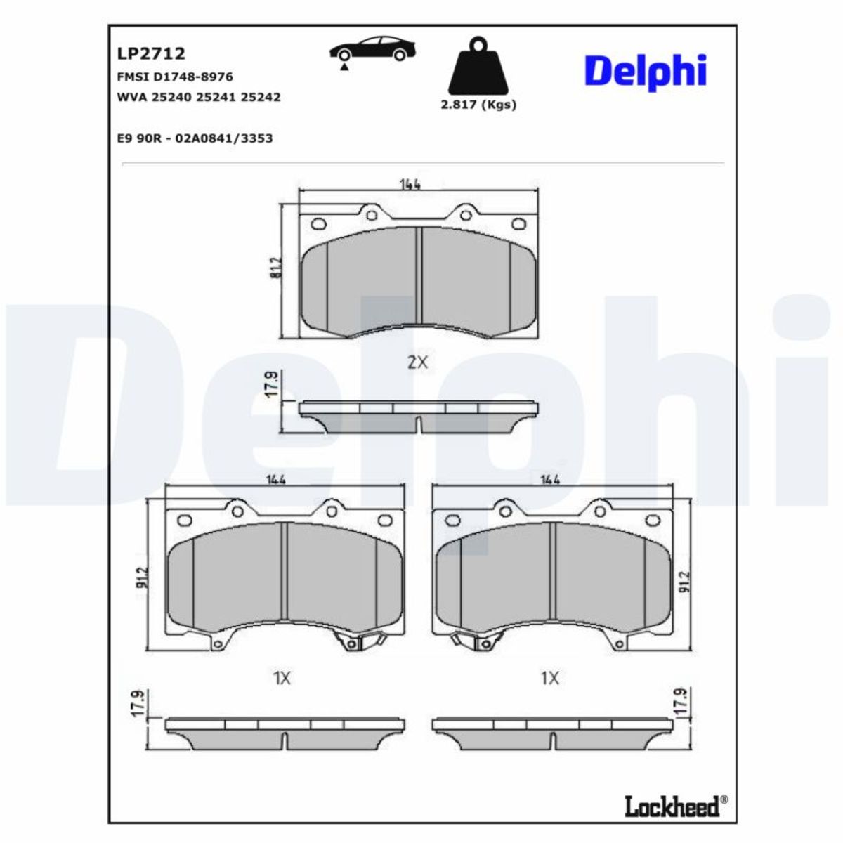 Jarrupalat, levyjarru DELPHI LP2712