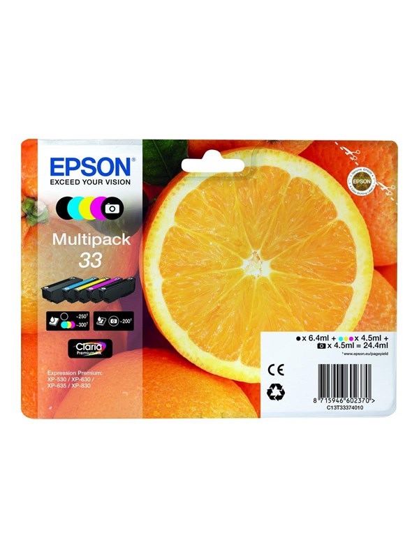 Epson 33 Multipack 5-Pack (Black Keltainen Magenta Cyan Photo-Black)