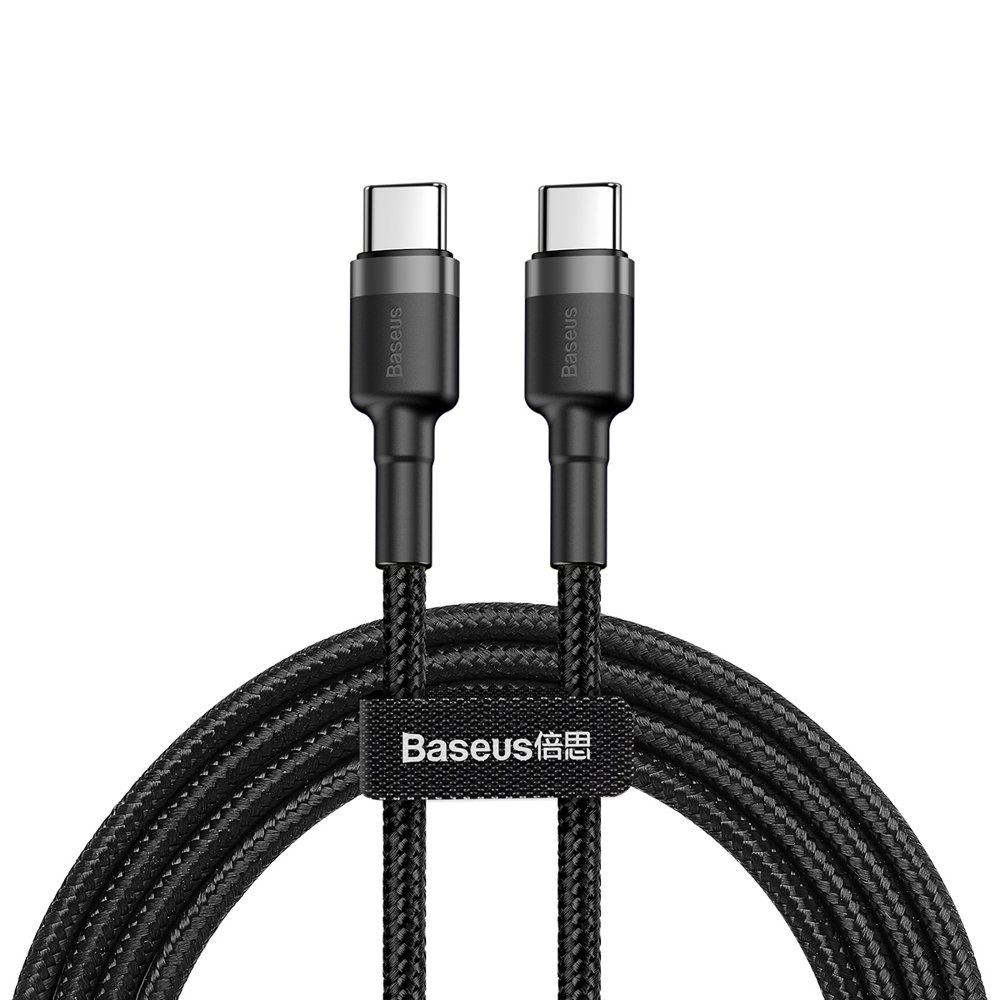 Kestävä Joustava USB-C Kaapeli PD 2.0 60W 20V 3A QC3.0 1M Musta-Harmaa