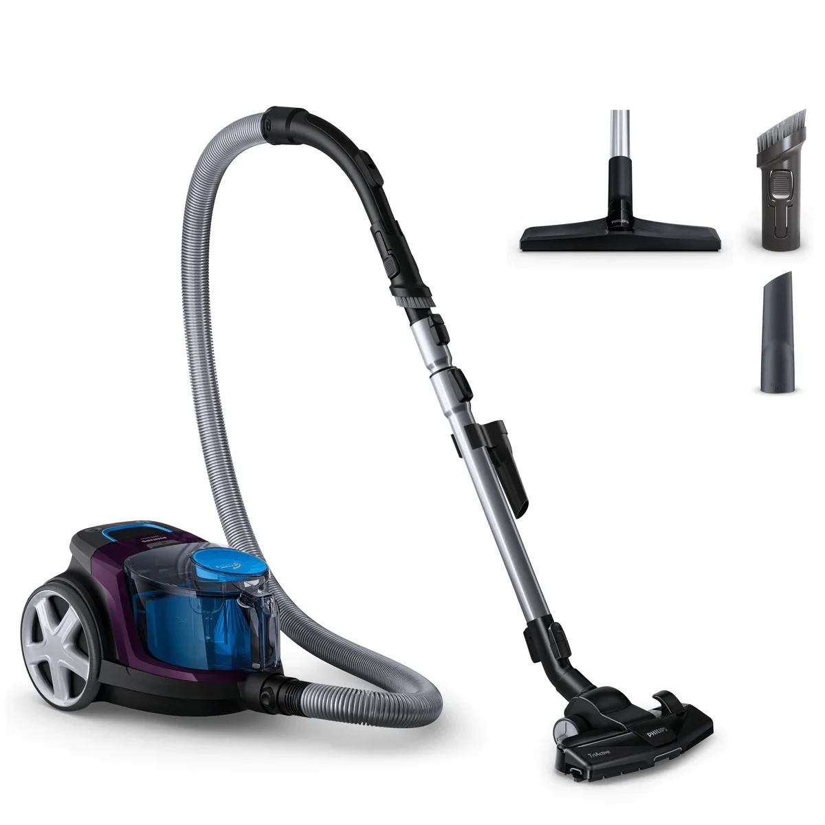 Philips PowerPro Compact FC9333/09 1.5 L 900 W -pussiton pölynimuri, musta, sininen, harmaa, violetti