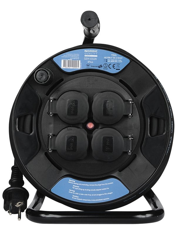 Nordic Quality Kabelvinda Safety plug, H07RN-F 3x2,5mm2, 15m