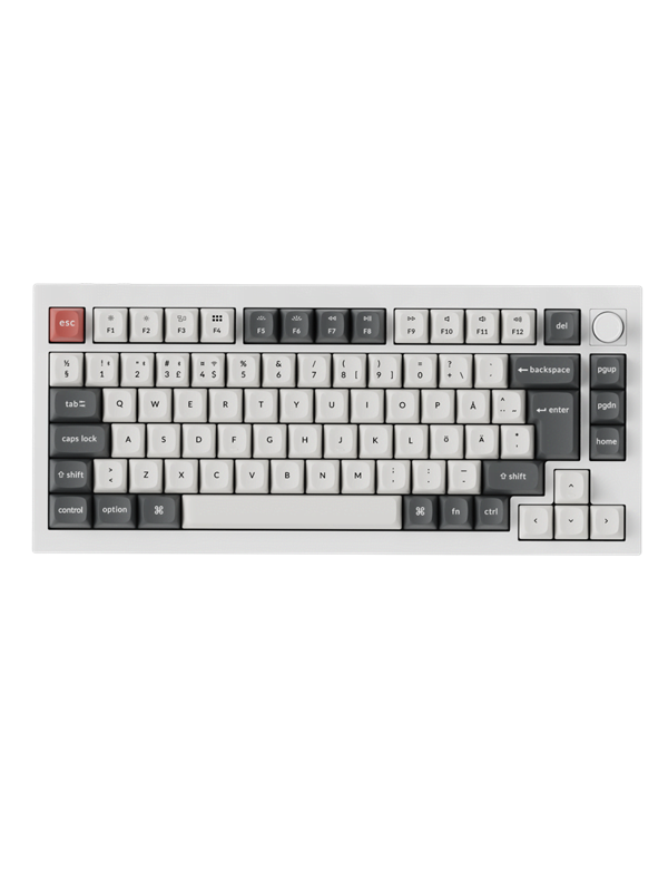 Keychron Q1 Ultra 75% 8K Wireless Tri-Mode - POM Red - Pelinäppäimistö - ilman numpadia - Pohjoismainen - Valkoinen