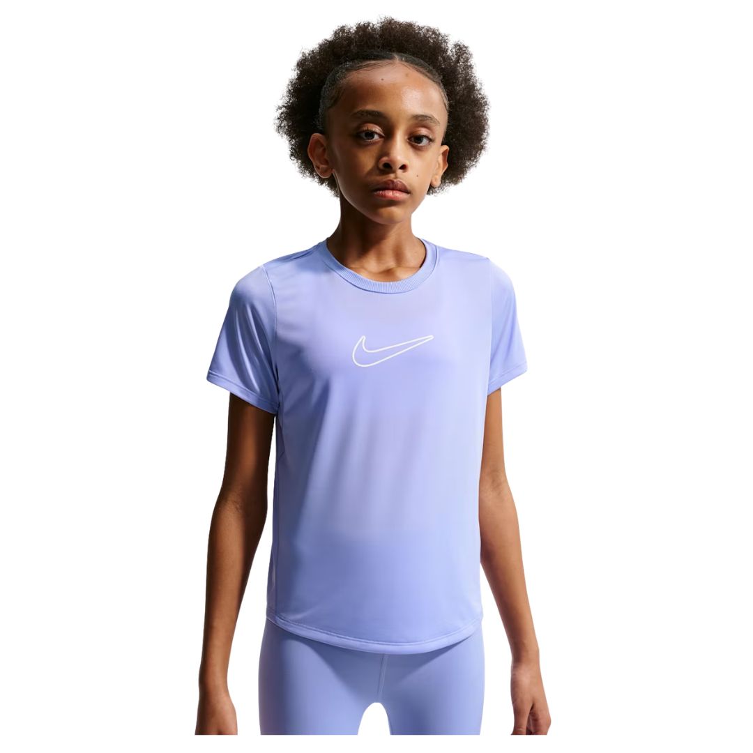 Nike One Fitted Girls Dri-FIT Short-Sleeve Top Light Thistle