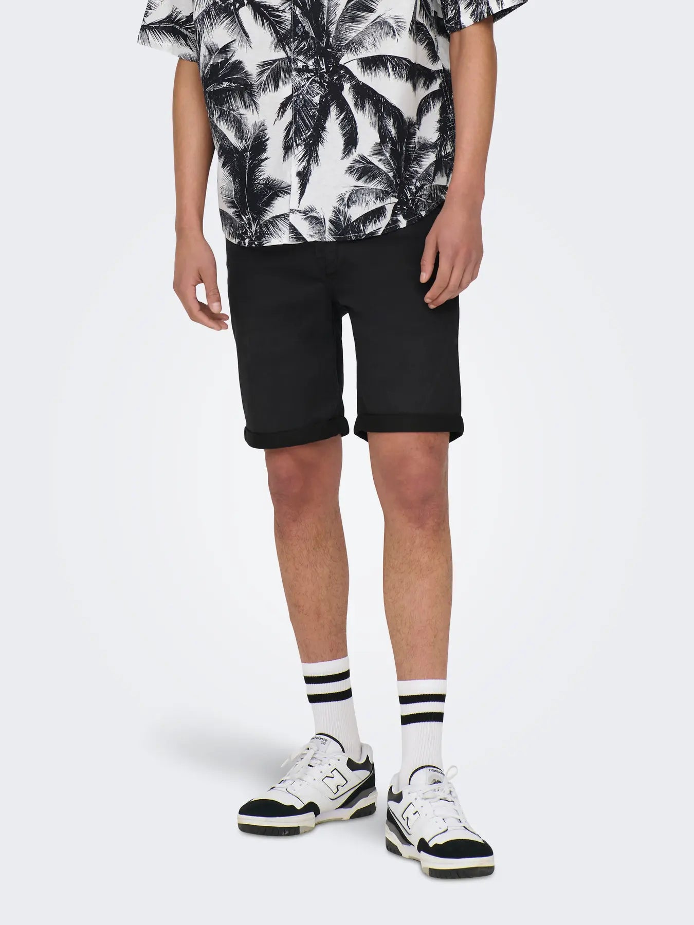 Only and Sons Miesten Shortsit PLY LIFE REG BLK JOG Black Denim